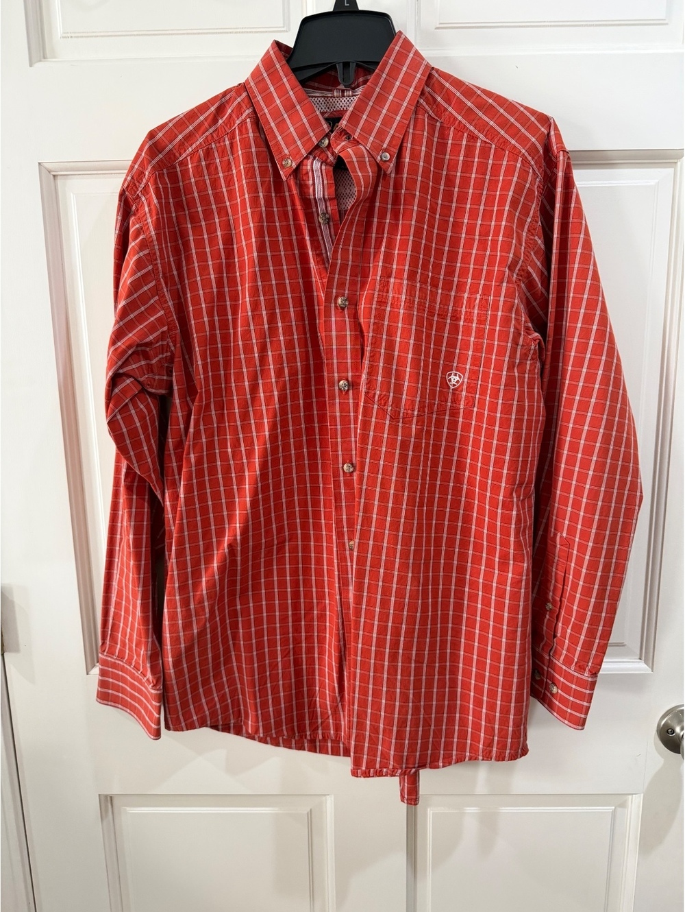 Ariat Pro Series Men’s Medium Red Plaid Long Sleeve Button Down Western Shirt M